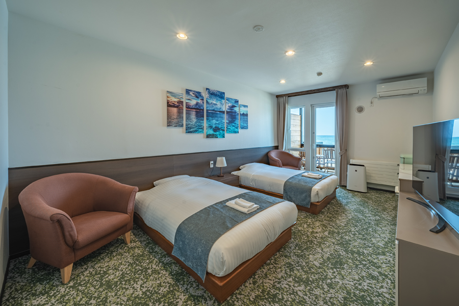 ツインルーム　小樽の全室オーシャンビューホテル「小樽迎浜館」の客室紹介